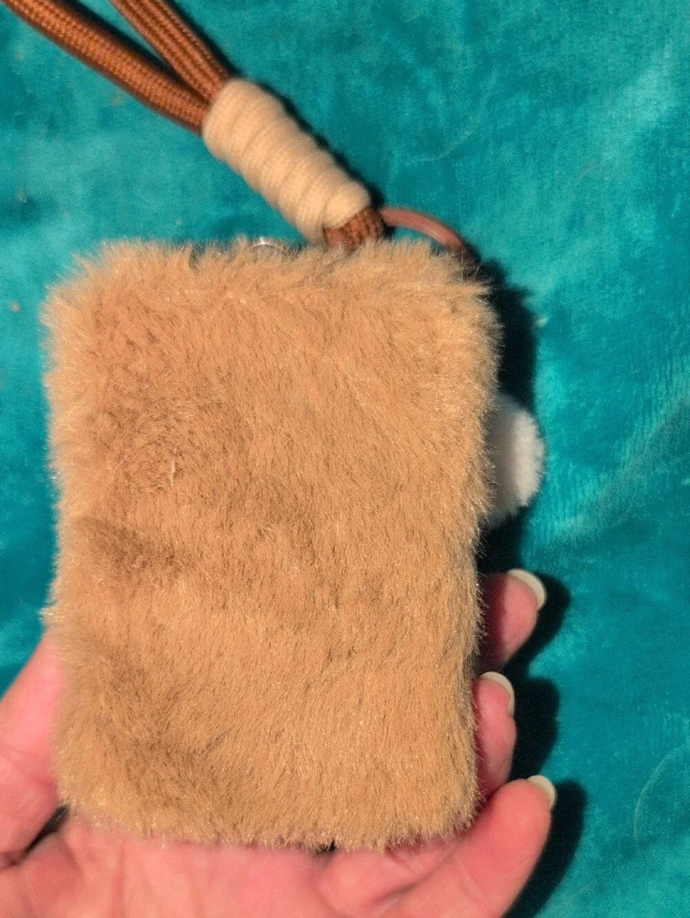 Plush Brown Puppy Keychain Bag Charm in Cream & Brown